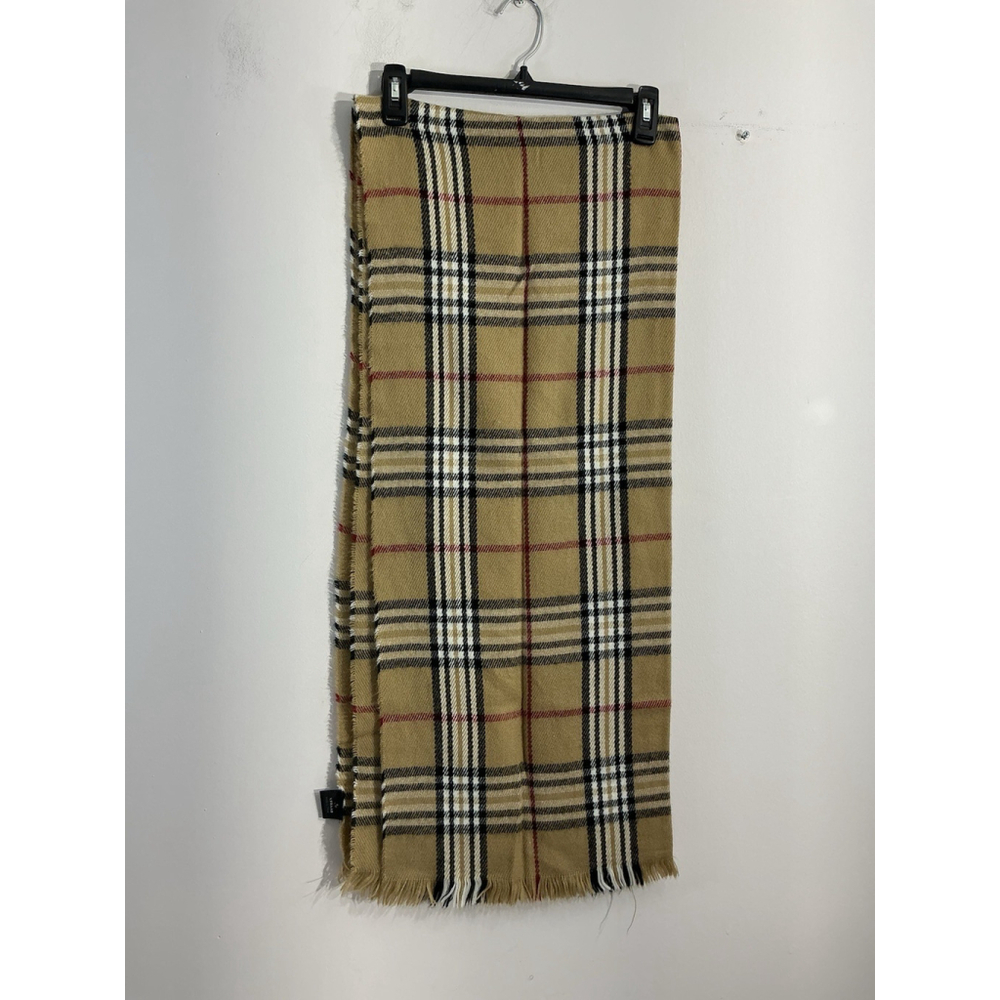 V Fraas Gold Black White Plaid Scarf